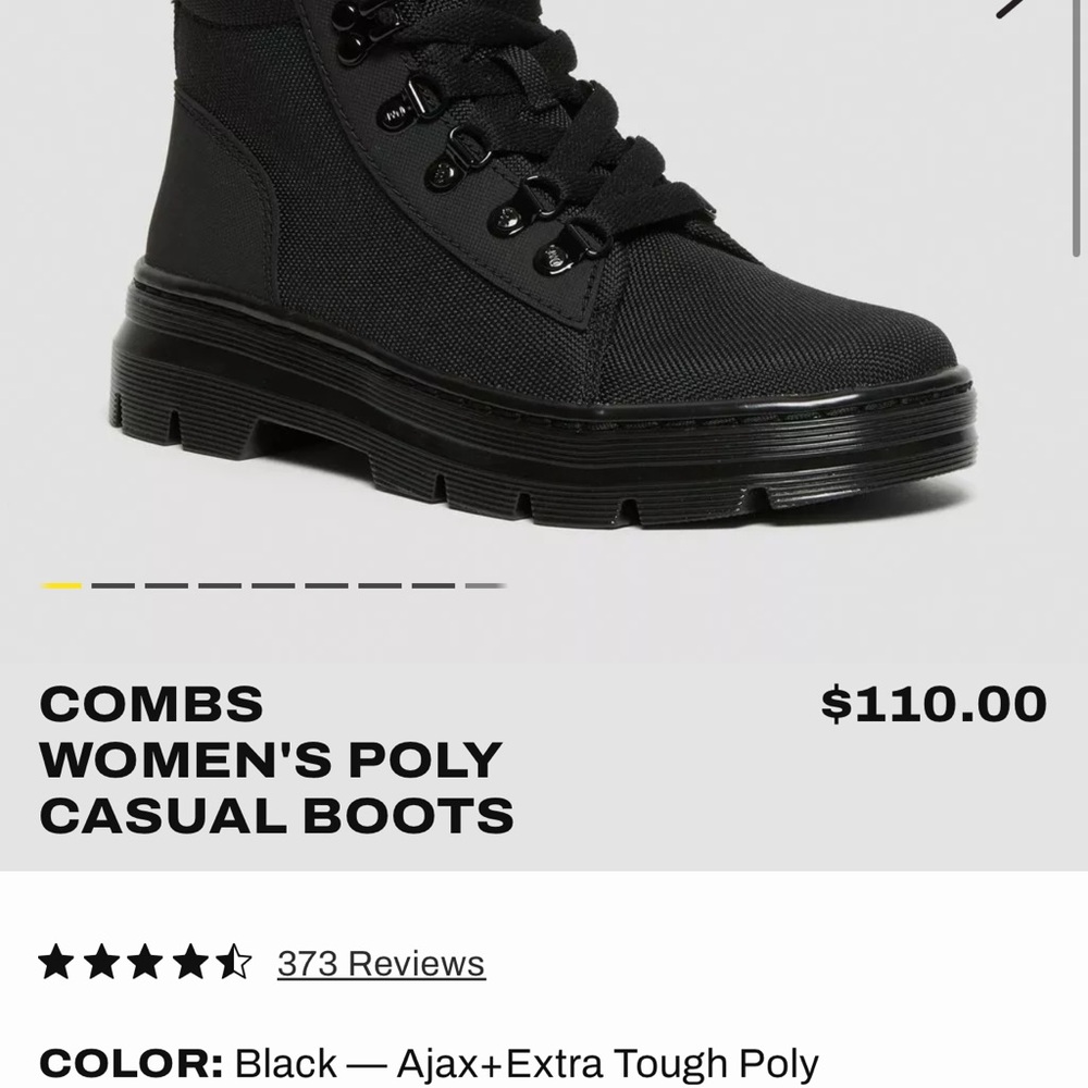 Dr. Martens Black Combat Boots with Lace-Up Design and Thick Rubber Sole